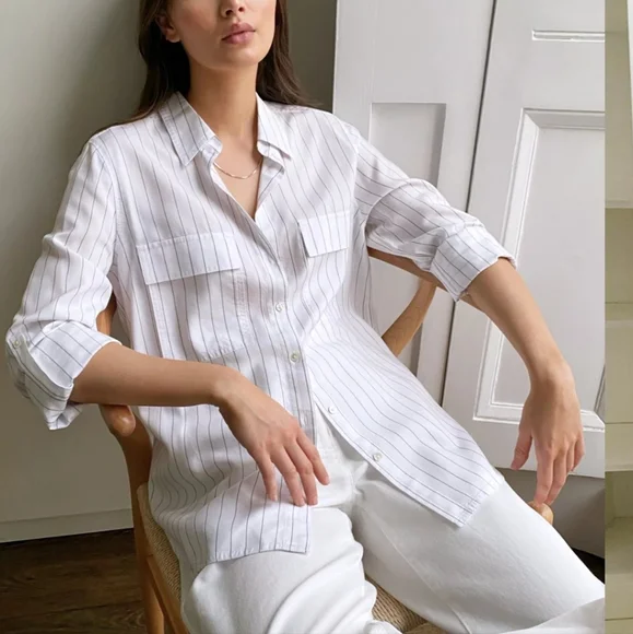 NWT Aritzia Babaton Utility Button down striped shirt XXS